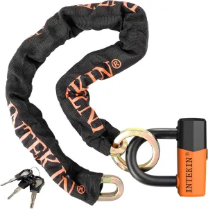 3.6FT Heavy Duty Chain Lock - 10mm/0.42inch Thick Bike Chain with 16mm/0.64inch Disc Lock for Motorcycles, Scooters, Gates and More, Orange