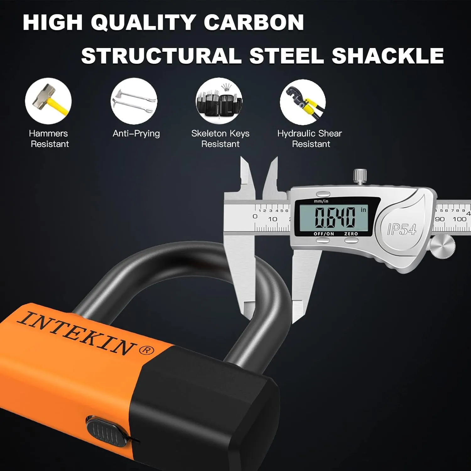 3.6FT Heavy Duty Chain Lock - 10mm/0.42inch Thick Bike Chain with 16mm/0.64inch Disc Lock for Motorcycles, Scooters, Gates and More, Orange