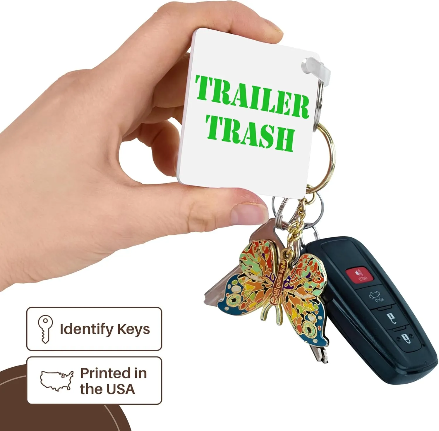 3dRose, Trailer Trash Green, Key Chain