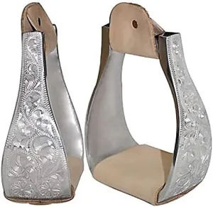 3" Western Engraved Aluminum Wide Saddle Stirrups