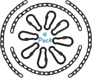4 Pack 25in Hanging Swing Chain with 4 Carabiners, 440LB Capacity Hanging Kits Heavy Duty Hanging Chair Hardware for Hammock Swing Hanging Chair Punching Bags Sandbag Indoor Outdoor Yoga Gym (Black)