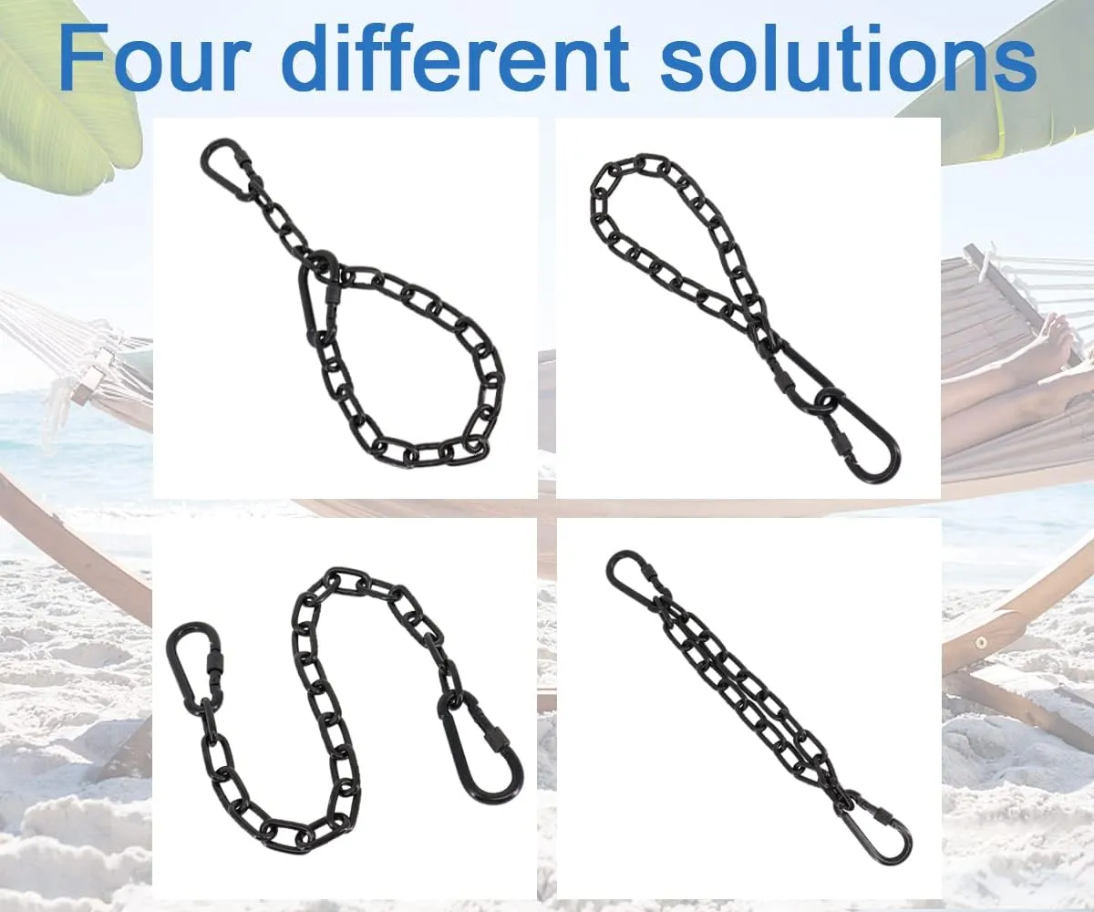 4 Pack 25in Hanging Swing Chain with 4 Carabiners, 440LB Capacity Hanging Kits Heavy Duty Hanging Chair Hardware for Hammock Swing Hanging Chair Punching Bags Sandbag Indoor Outdoor Yoga Gym (Black)