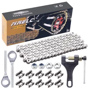 420 Motorcycle Chain 132 Links  Chain Breaker,420 Standard Roller Chain 132 Link for 50 70 90 110 125cc SSR TaoTao Coolster Apollo Chinese ATV 4 Wheeler Quad Pit Dirt Bike 212cc Mini Bike
