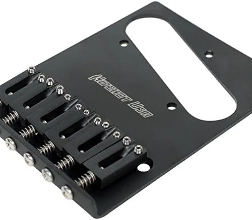 4410 Hipshot Hipshot 4 Hole 6 Saddle Stainless Tele Telecaster Bridge, 0B-46 Black