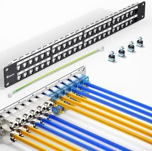 48Port Blank Keystone Patch Panel Rackmount&Wall Mount 1U 19-inch Network Patch Panel RJ45 Keystone Patch Panel for Gigabit Network