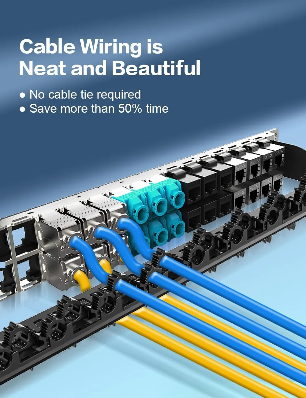 48Port Blank Keystone Rackmount & Wall Mount 1U 19-inch Network Patch Panel with Cable Management (No Cable Tie Required), RJ45 Keystone Gigabit Network