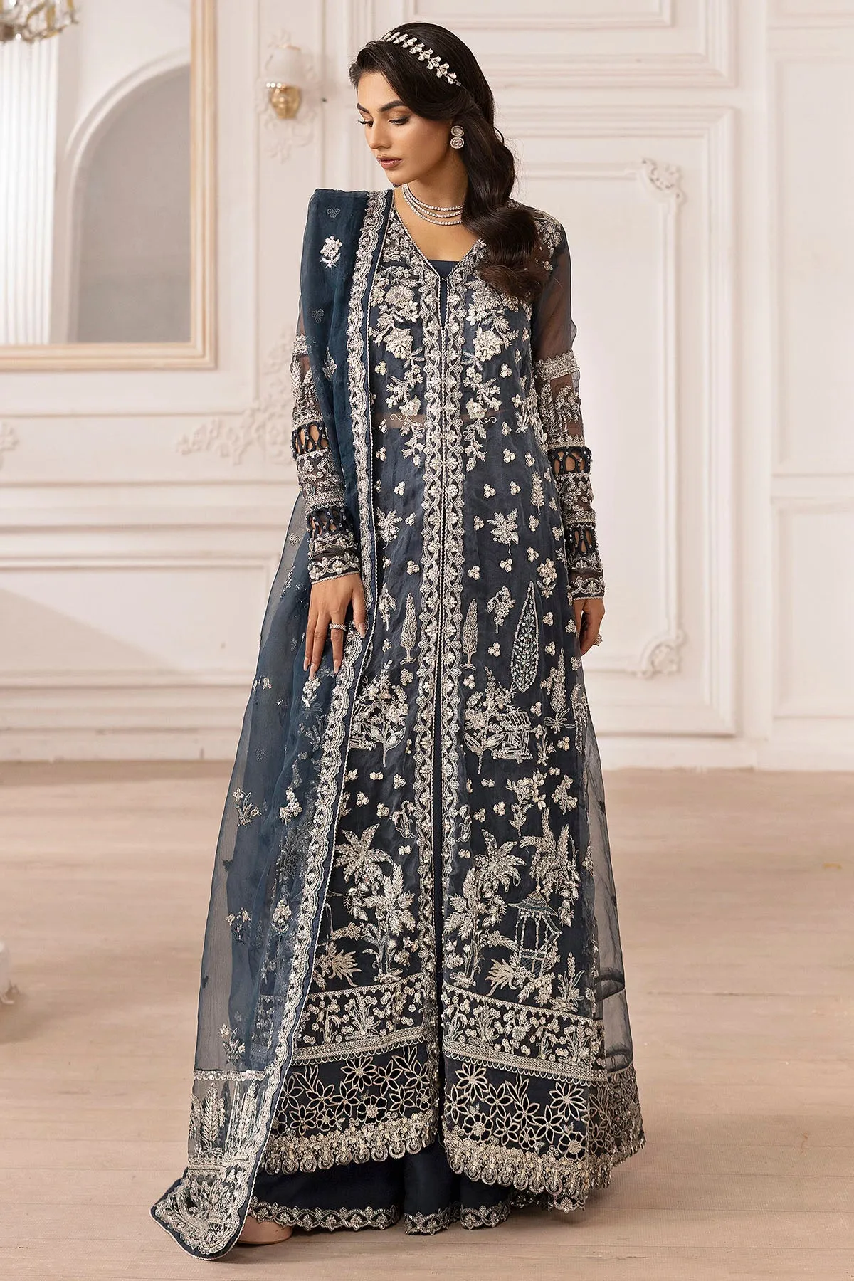 4931-YASNA EMBROIDERED ORGANZA UNSTITCHED