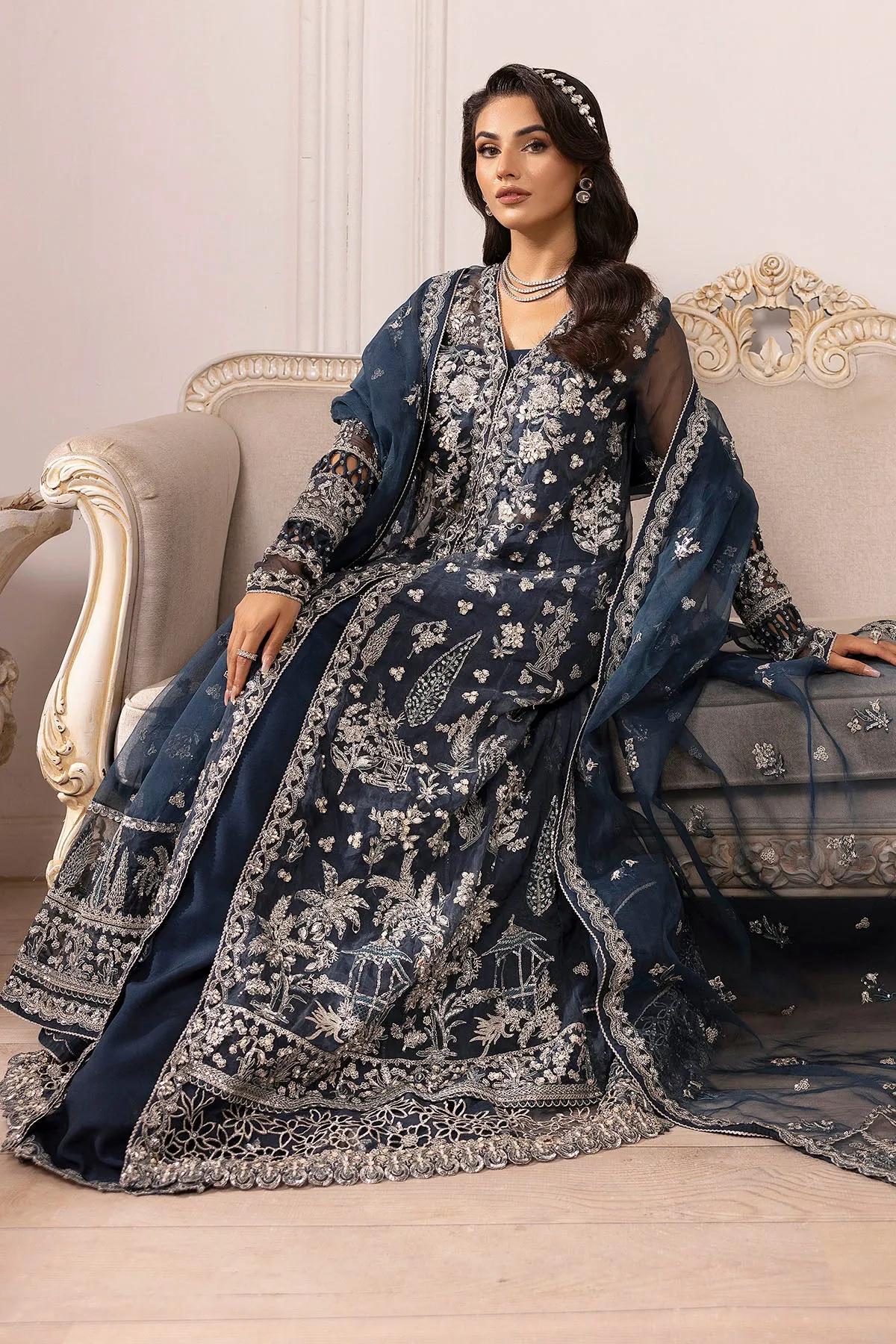 4931-YASNA EMBROIDERED ORGANZA UNSTITCHED