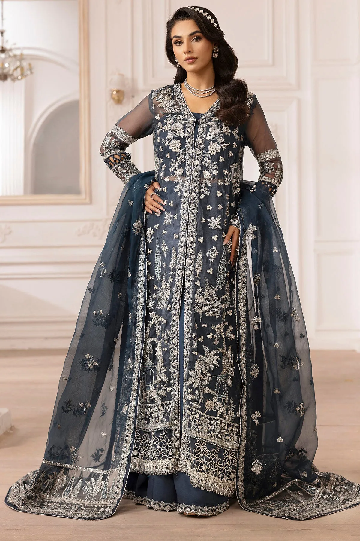 4931-YASNA EMBROIDERED ORGANZA UNSTITCHED