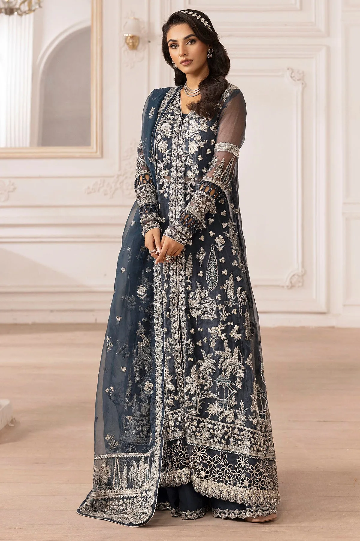 4931-YASNA EMBROIDERED ORGANZA UNSTITCHED