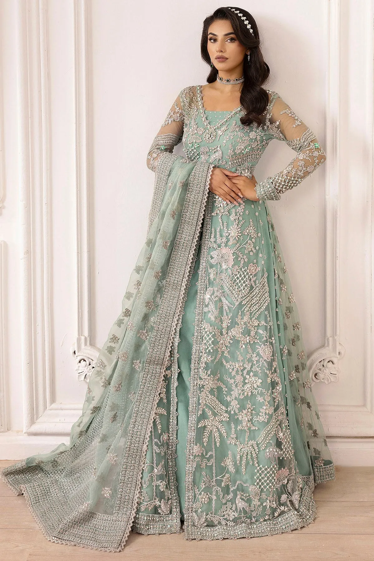 4932-AROOSH EMBROIDERED SILK NET UNSTITCHED