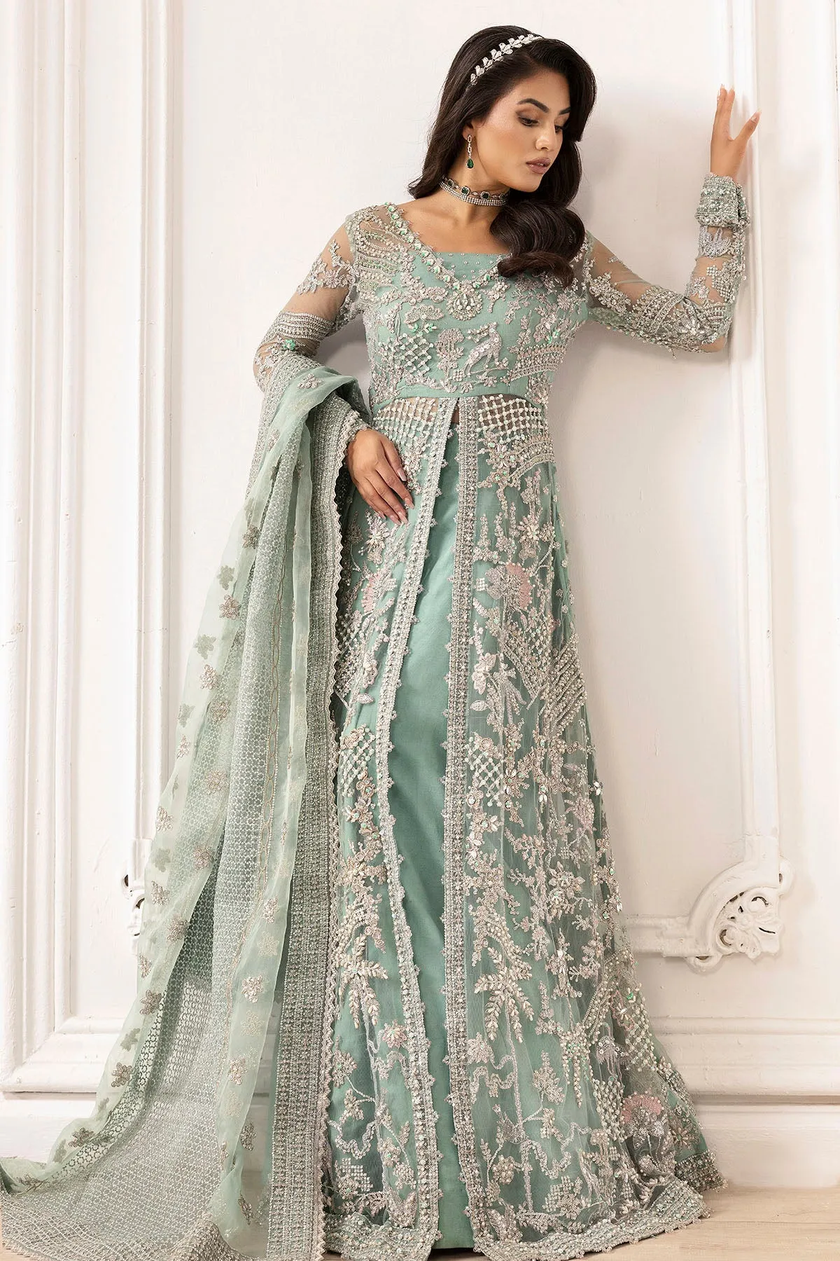 4932-AROOSH EMBROIDERED SILK NET UNSTITCHED