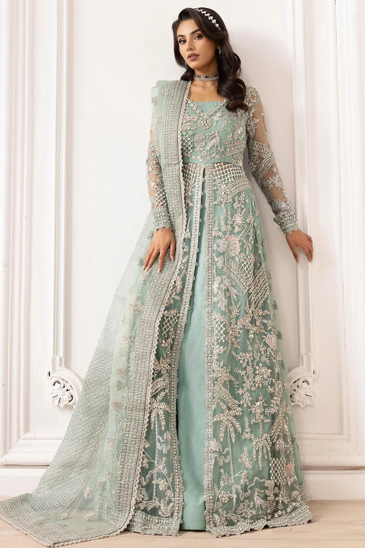 4932-AROOSH EMBROIDERED SILK NET UNSTITCHED