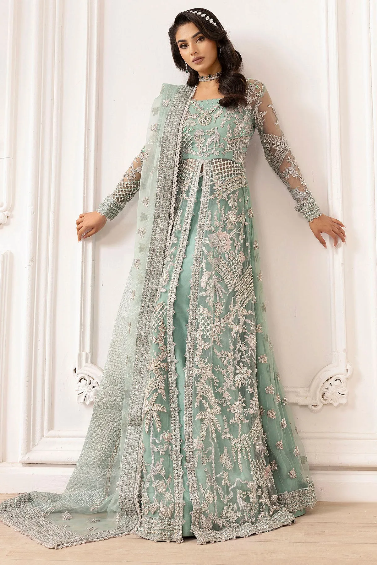 4932-AROOSH EMBROIDERED SILK NET UNSTITCHED