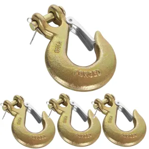 4pcs Clevis Slip Hook 3/8 Inch with Safety Latch, G70 Forged Steel for Trailer, Heavy Duty Chain Hooks Deck Hauler Receiver Hitches Trailer,18,000lbs Capacity