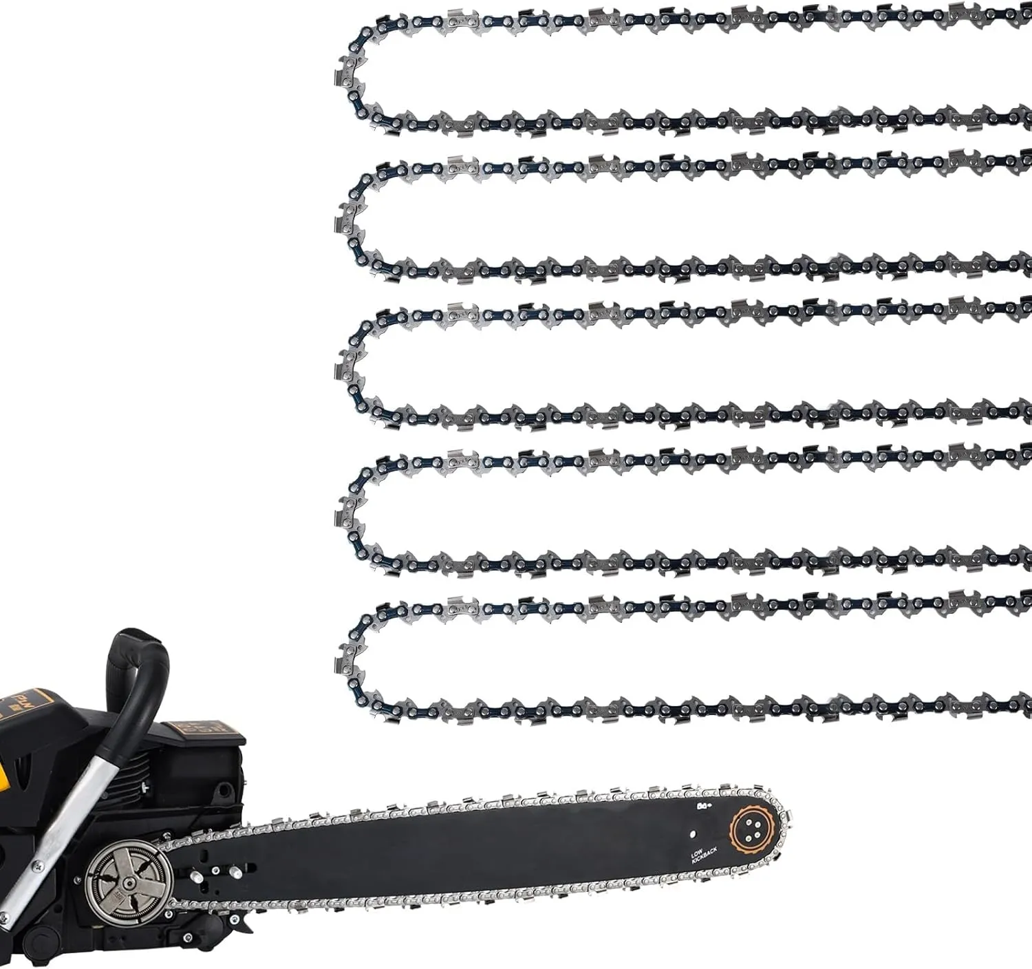 5 Pack 18 Inch Chainsaw Chain 72 Drive Links .050" Gauge, .325" Pitch Replacement Chains Compatible with Husqvarna, Dolmar, Jonsered and More