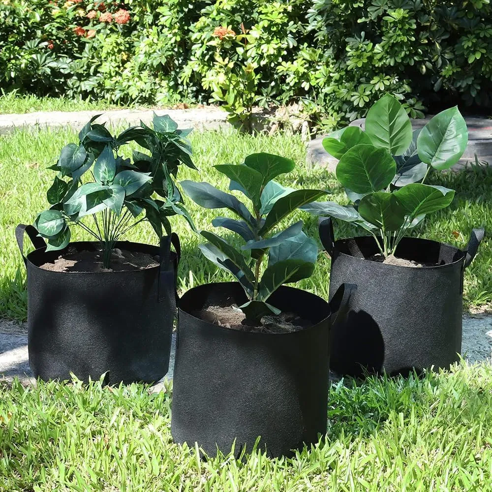 50 Pack Grow Bags, Black Heavy Duty Fabric Pots Nonwoven Potato Grow Bags with Sturdy Handles & Reinforced Stitching, Breathable Vegetable Flower Plant Growing Containers Bags (7 Gallon)
