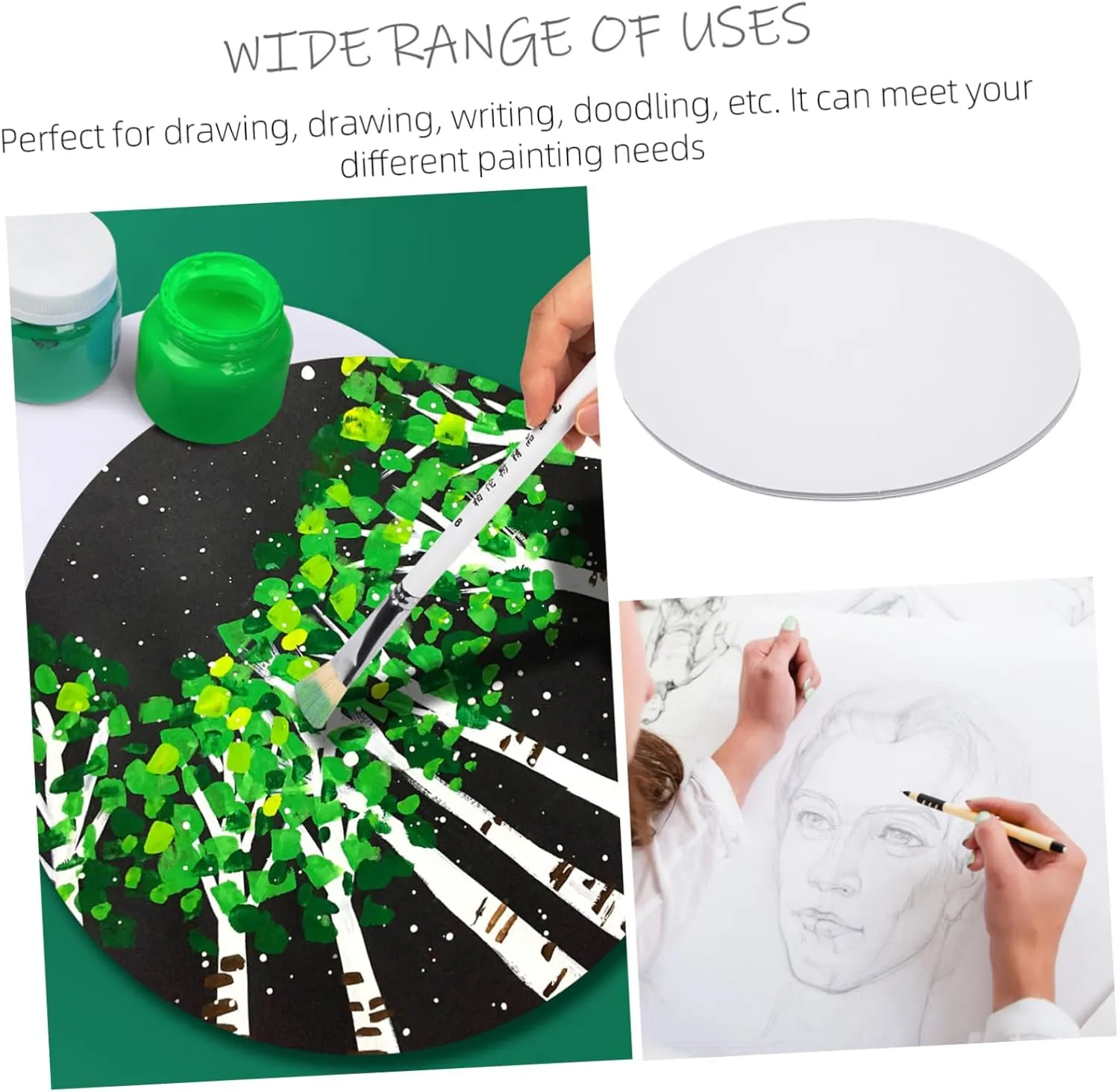 50pcs Round Cardstock Watercolor Drawing Paper Smooth for Painting Calligraphy DIY