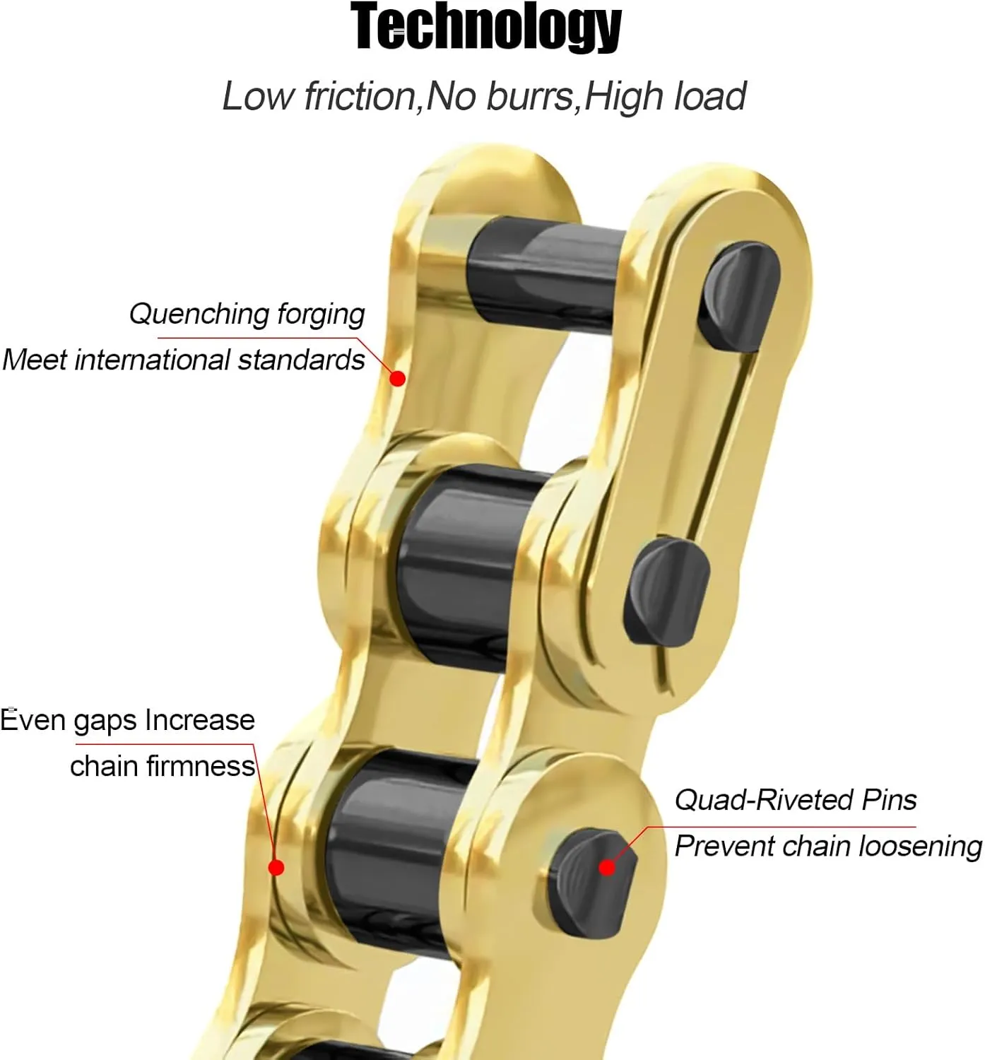 520 Chain 118 Links With Connecting Master Link, X-Ring Gold