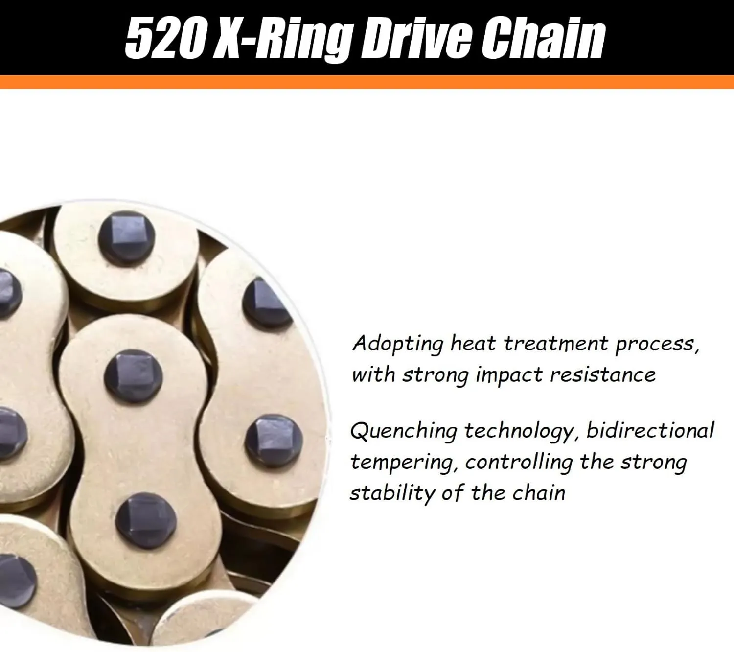 520 Chain 118 Links With Connecting Master Link, X-Ring Gold
