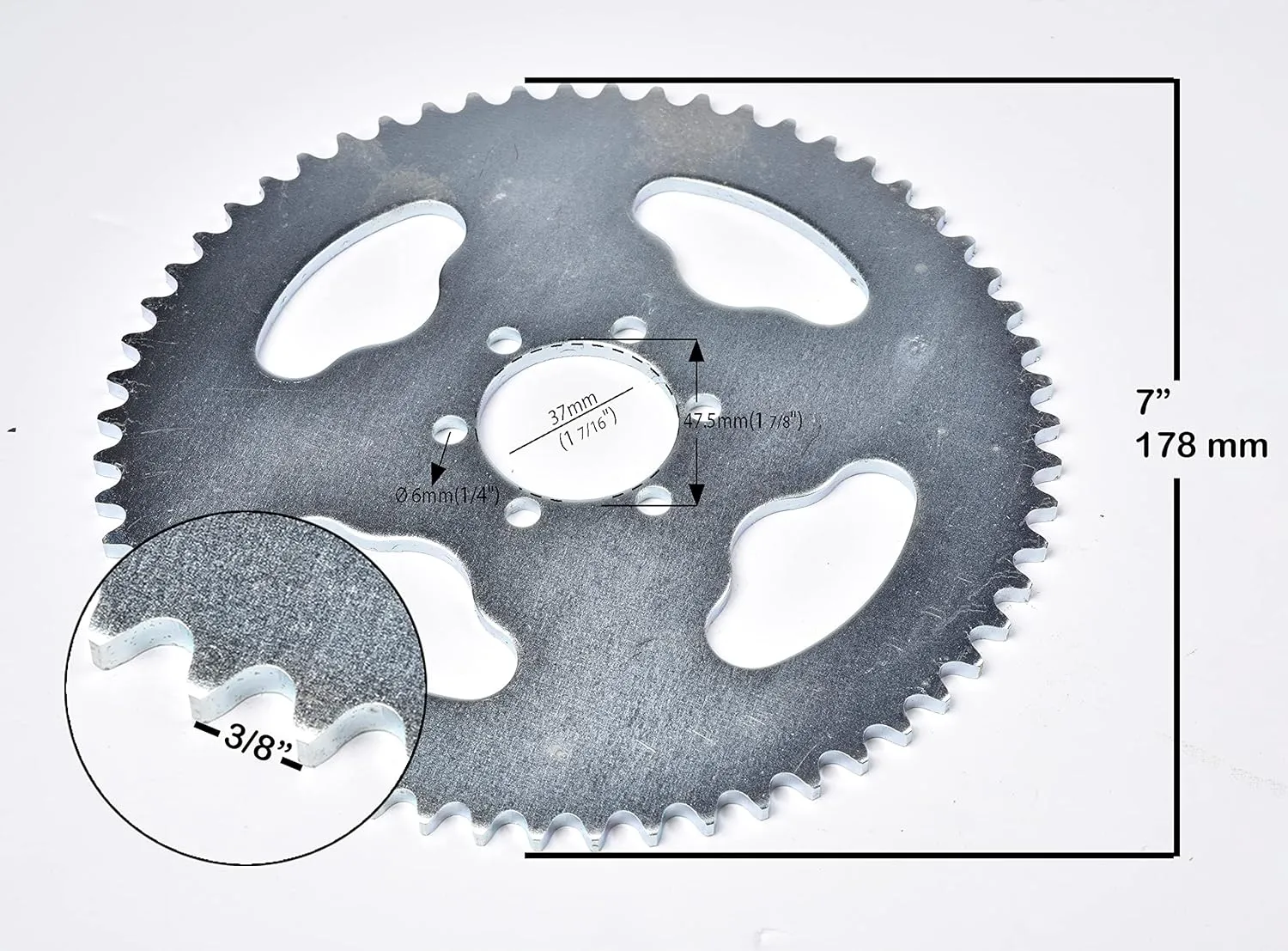 58T Sprocket Wheel for #35 Sprocket 6 Holes Go Kart Rear Sprocket Gear for #35 Roller Chain