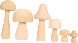5Pcs Unfinished Wooden Mushroom Decor Safe Crafts for Blank Mushroom Figurines for Painting Creative Imagination Development Present