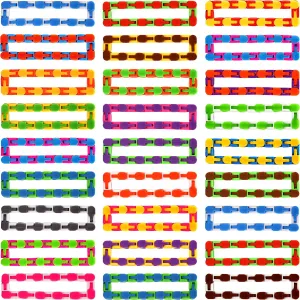 68 Pack 24 Links Wacky Tracks Snap and Click Fidget Toys,Fidget Snake Toy for Party Favors,Plastic Chains Finger Sensory Toys,Stress Relief Toy for Kids