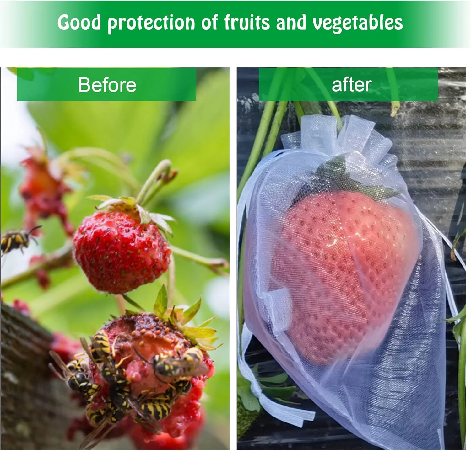 6x8 Inch 100 Pieces Organza Fruit Netting Bags - Fruit Protection Bags with Drawstring, Garden Plant Net Barrier Bag for Tomatoes, Grapes, Mangoes