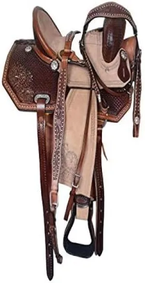 8" inches Seat Children Miniature Pony Kids Horse Saddle Western Equestrian Trail Premium Leather for Horse Riding and Best Horse Rider Pony Kids Miniature 8" inch Horse Saddle, CMP009