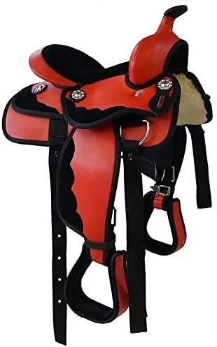 8" inches Seat Children Pony Kids Western Synthetic Miniature Equestrian Trail Barrel Racing Cordura Lightweight Tack Comfort Horse Riding Saddles Classic Quality Handmade Size 8" inches Seat, SVJ10