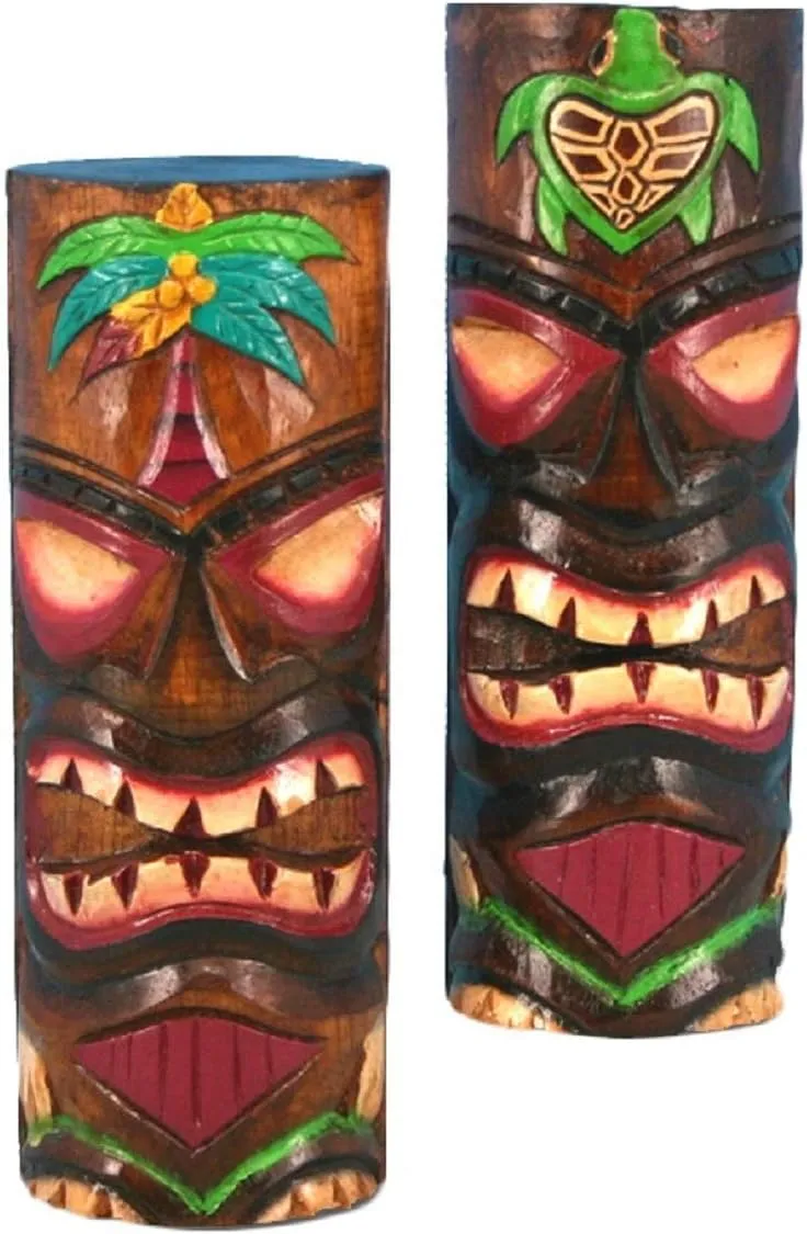 8" Painted Totem Pole 2 Piece Set