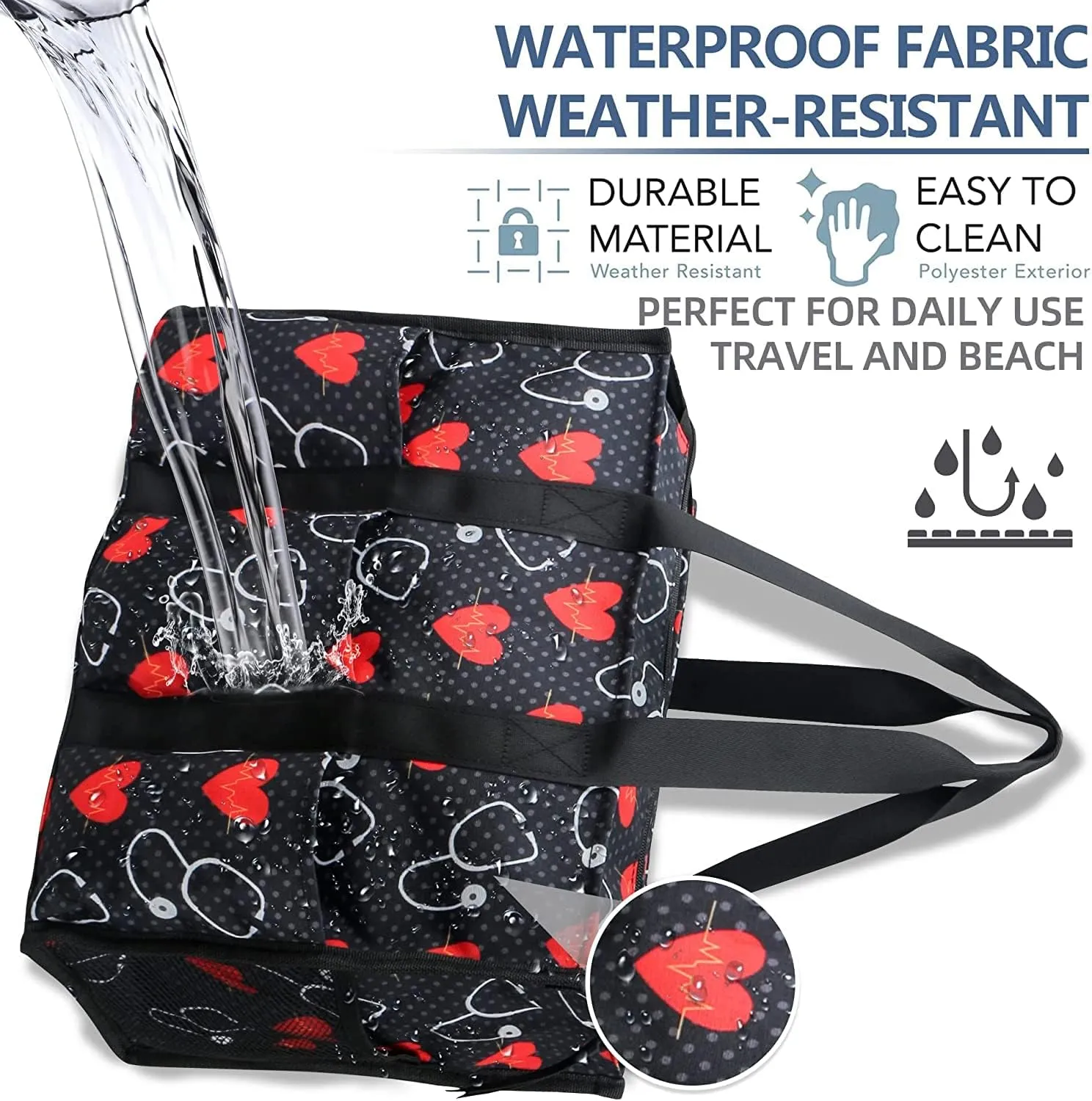 ABAMERICA Nurse Bags for Work: Multiple Pockets, Waterproof, Organizing Zip Top Clinical Bag for Nursing Students