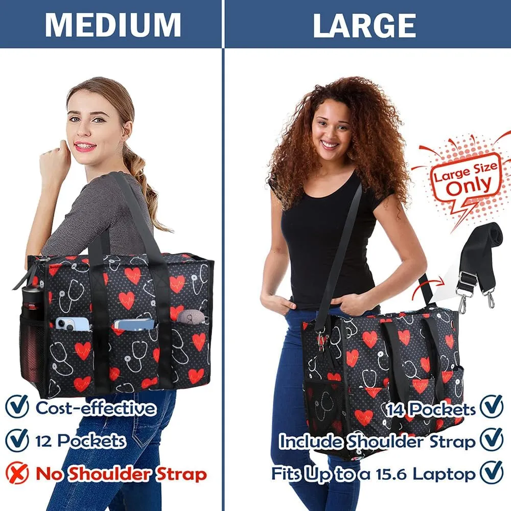 ABAMERICA Nurse Bags for Work: Multiple Pockets, Waterproof, Organizing Zip Top Clinical Bag for Nursing Students