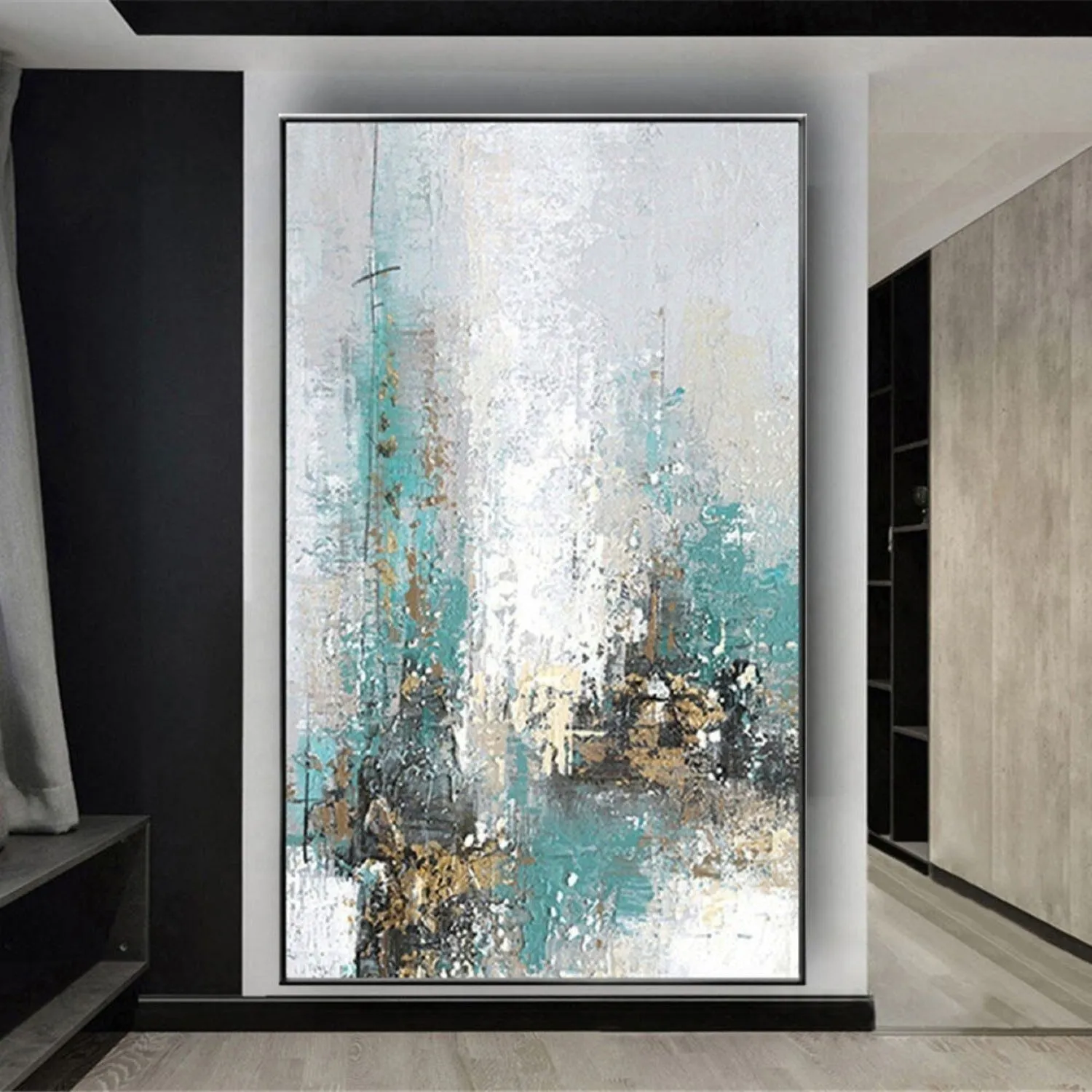 Abstract Grey Green 100% Hand Painted Oil Painting
