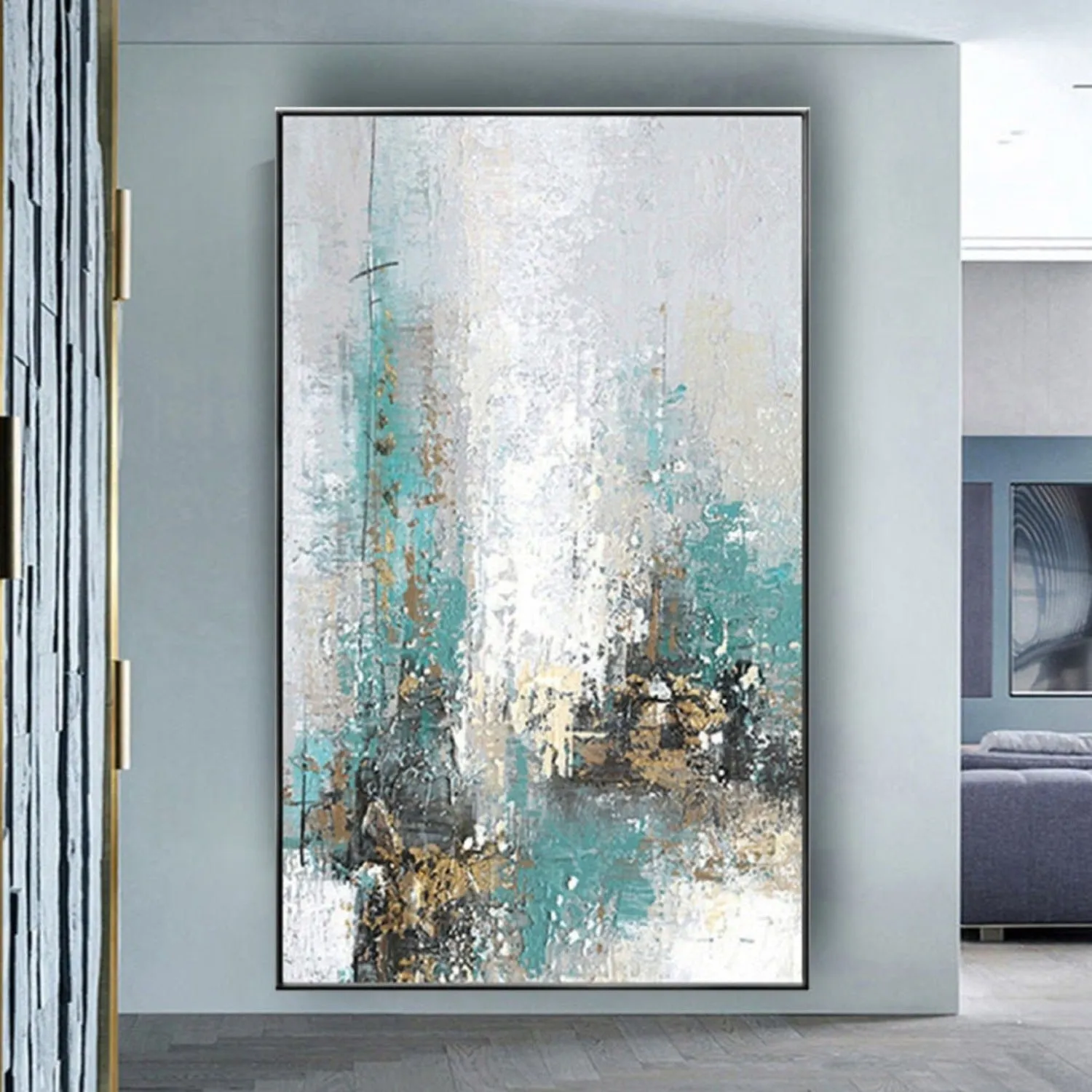 Abstract Grey Green 100% Hand Painted Oil Painting