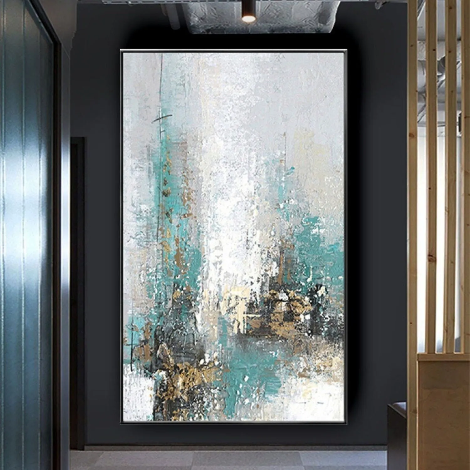 Abstract Grey Green 100% Hand Painted Oil Painting