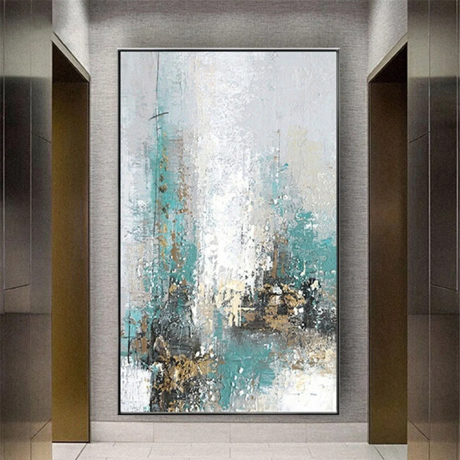 Abstract Grey Green 100% Hand Painted Oil Painting