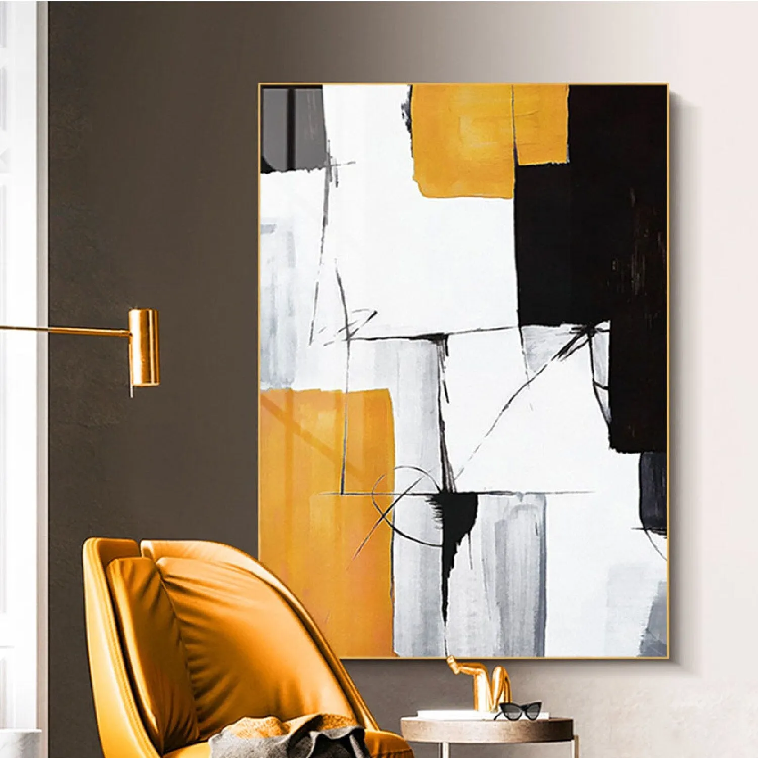 Acrylic Black White Minimal Abstract Oil Painting