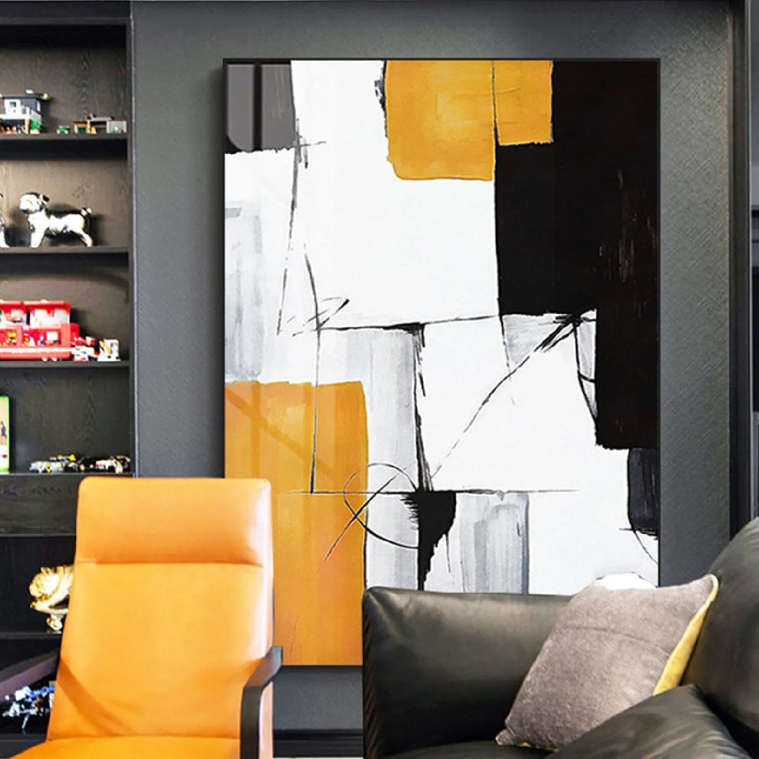 Acrylic Black White Minimal Abstract Oil Painting
