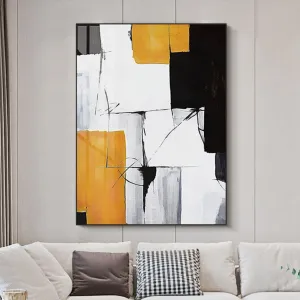 Acrylic Black White Minimal Abstract Oil Painting
