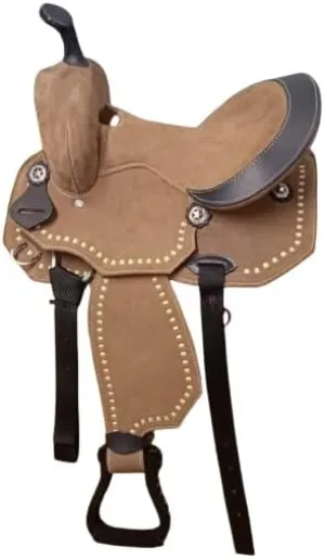 AD Saddlery Synthetic Western Barrel Racing Horse Saddle Classic Handmade Cordura Lightweight Barrel Racing Saddle Trail Tack Equestrian Horse Saddle Tack Size 10" to 18" inches Seat, S03