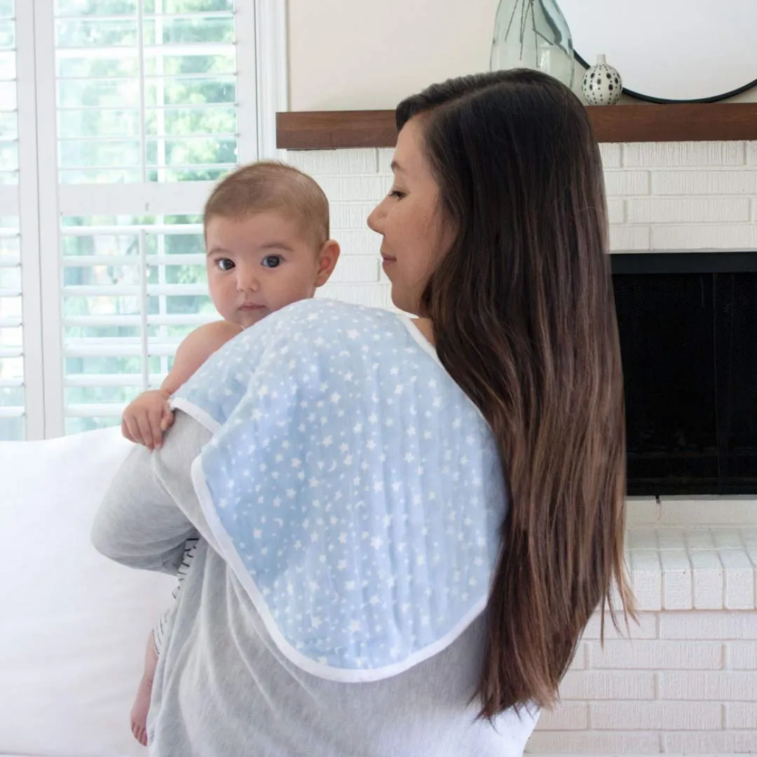 aden   anais 100% Cotton Muslin Burpy Bib – Multi-Use, Absorbent 4-Layer Burp Cloth and Full-Coverage Snap-Closure Baby Bib in One, Lap-Shoulder Drool Cloth, 22.5” X 11”, 2-Pack, Rising Star