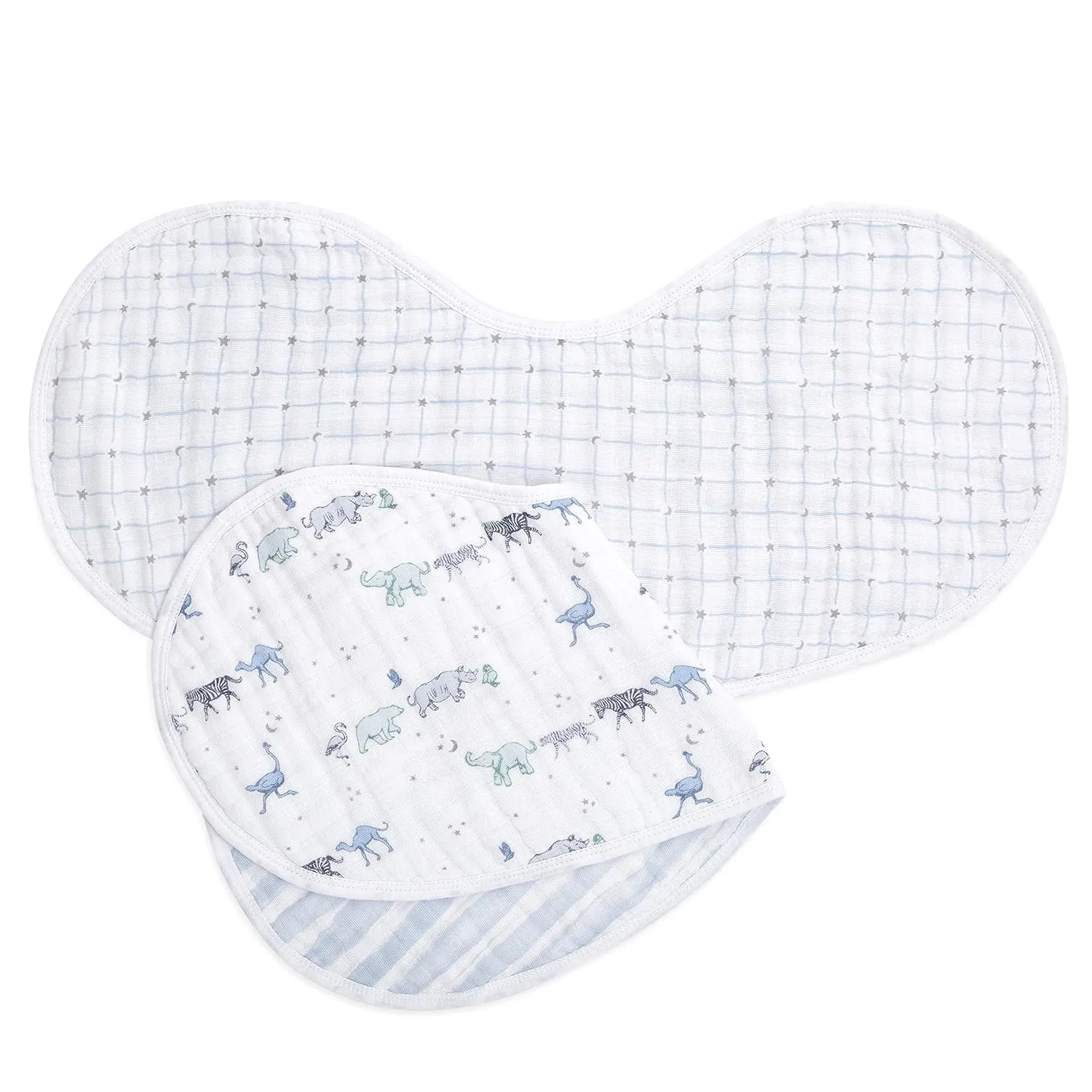 aden   anais 100% Cotton Muslin Burpy Bib – Multi-Use, Absorbent 4-Layer Burp Cloth and Full-Coverage Snap-Closure Baby Bib in One, Lap-Shoulder Drool Cloth, 22.5” X 11”, 2-Pack, Rising Star