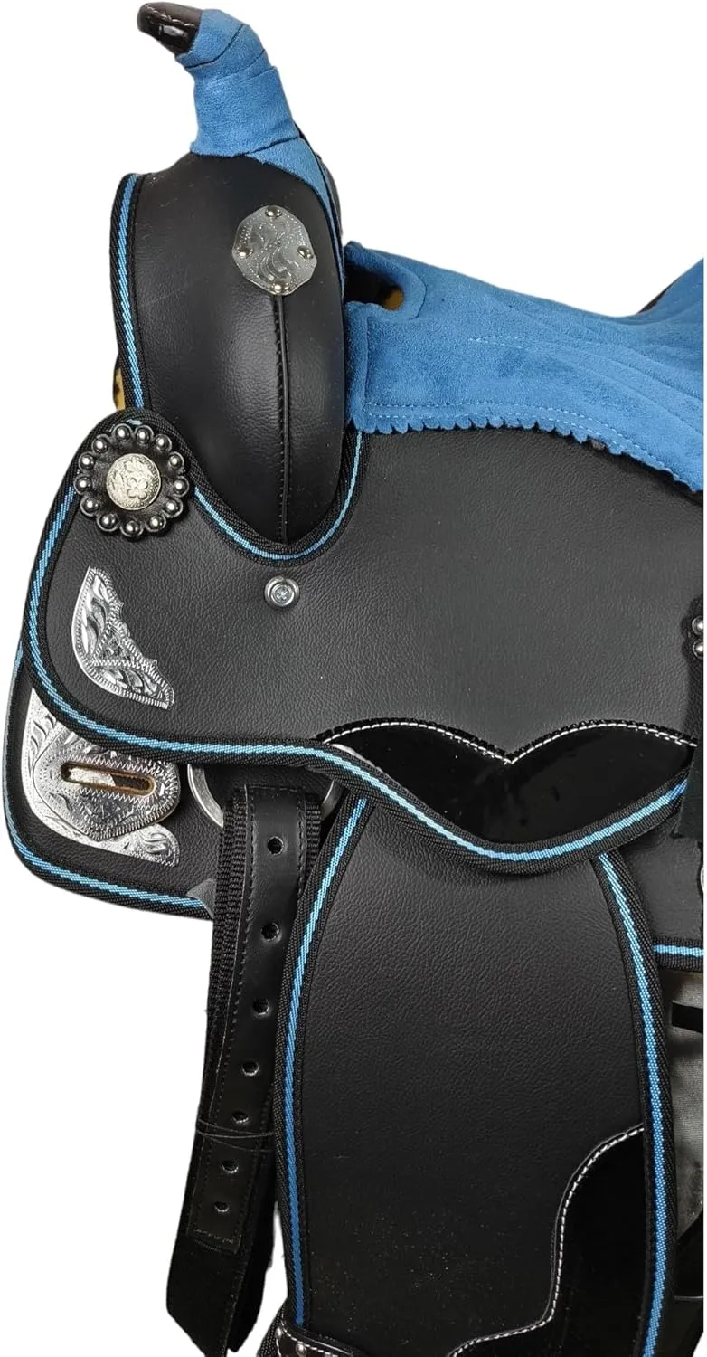 Adult Classic Quality Handmade Synthetic Premium Comfort Western Barrel Racing Trail Equestrian Horse Saddle Tack Size 14" to 18" inches Seat