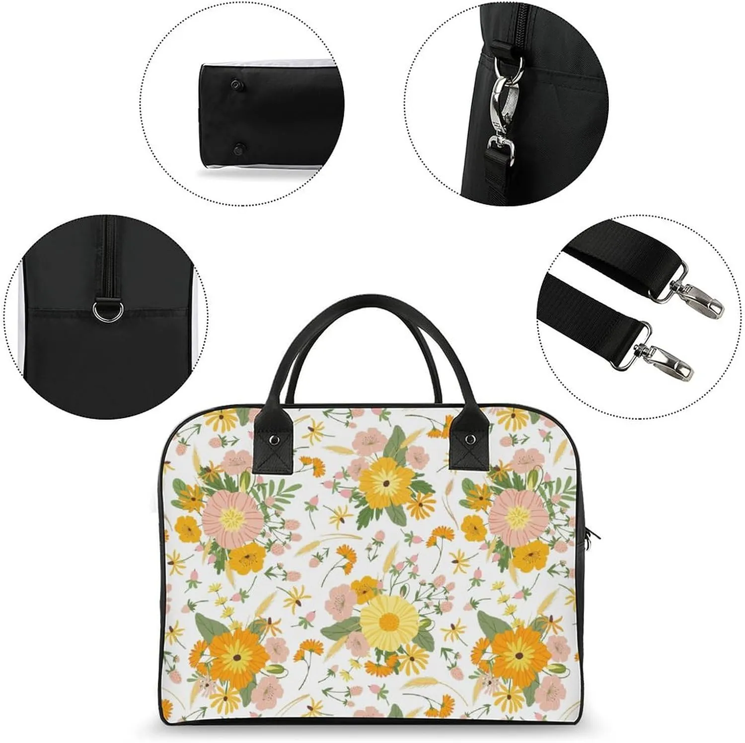 Adults High-capacity Nylon Rose Florals Simple Handbag for Journey 13" X 19" X 8"