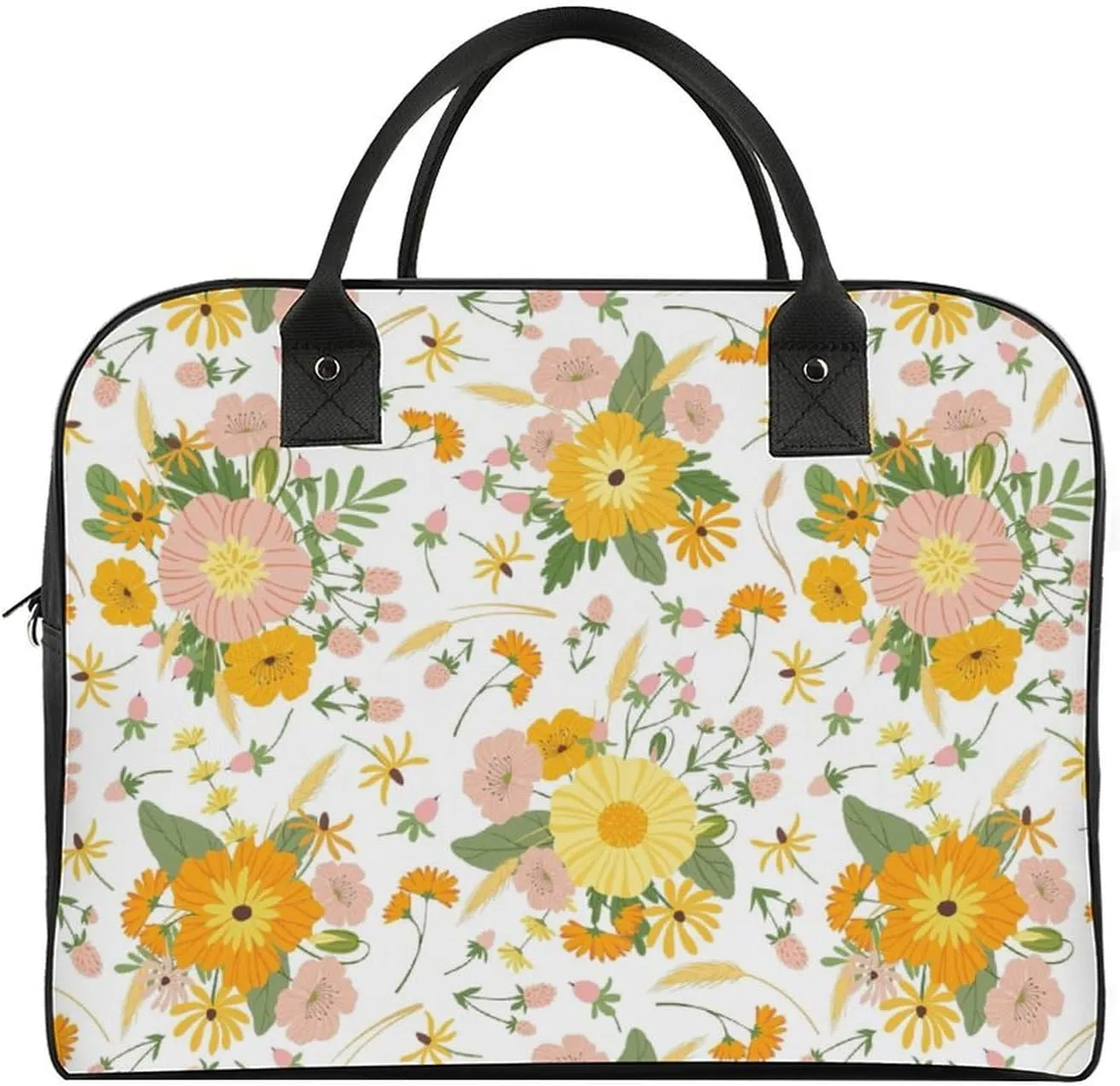 Adults High-capacity Nylon Rose Florals Simple Handbag for Journey 13" X 19" X 8"