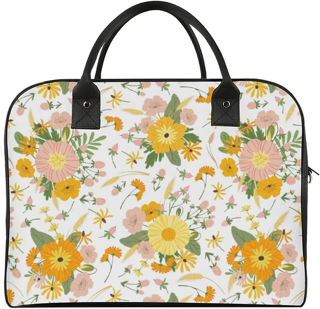 Adults High-capacity Nylon Rose Florals Simple Handbag for Journey 13" X 19" X 8"