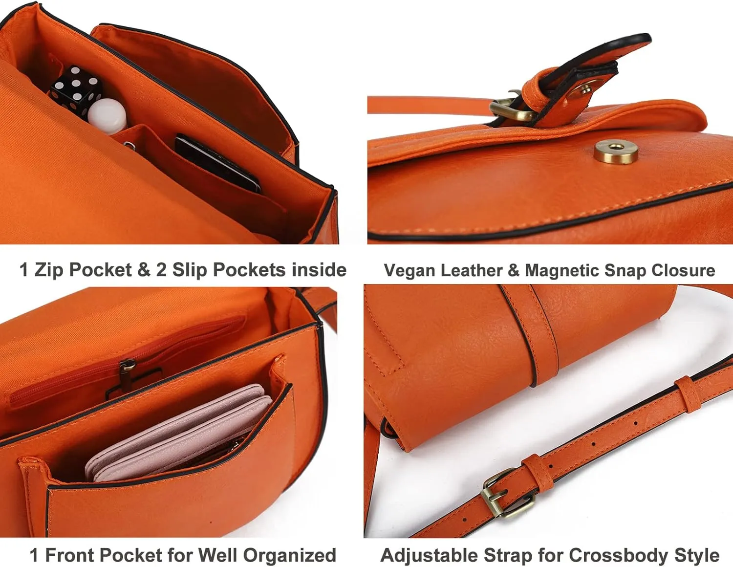 AFKOMST Crossbody Bags for Women,Small Saddle Purse and Boho Cross Body Handbags,Vegan Leather