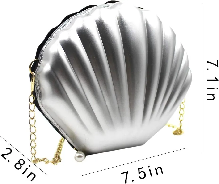 AIBEARTY Cute Seashell Shape Crossbody Purse Small Shoulder Bag with Chain for Women Little Girls