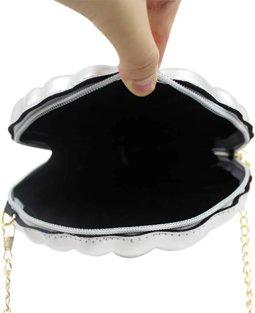 AIBEARTY Cute Seashell Shape Crossbody Purse Small Shoulder Bag with Chain for Women Little Girls